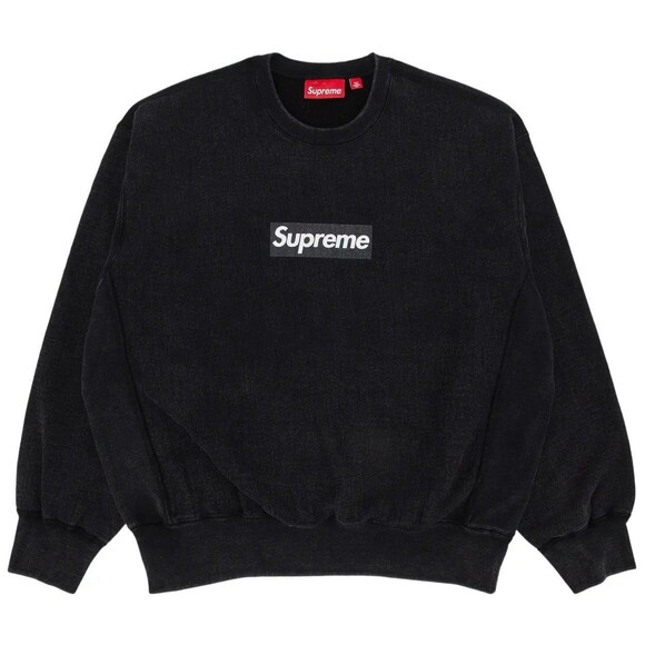 Supreme Washed Box Logo Crewneck Black SS25 Men’s Size Large/ L / NEW FREE SHIP - Picture 1 of 5